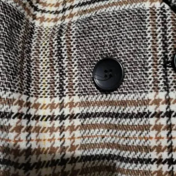 Classic Plaid Print double breasted Pea Overcoat jacket fall/winter - Picture 8 of 10